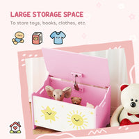 Toy Box With Lid, Safety Hinges And Groove Handles, Toy Storage Organizer For Kids, Living Room, Playroom, Pink