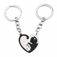 Shaped Stitching Love Cat Keychain Pendant