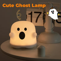 Cute Ghost Silicone Night Light Bedside Table Lamp LED Touch Sensor Lamp