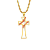 Collier en acier inoxydable avec pendentif croix de baseball creuse