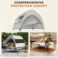 Elevated Dog Bed With Removable Canopy, Portable Outside Raised Pet Cot With Cooling Pad, Storage Bag, 36 X 29.5 X 35