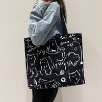 Sac en toile imprimé ours mignon pour femmes, sacs à bandoulière assortis avec tout, sacs à main quotidiens de grande capacité pour étudiantes