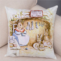 Storybook Cartoon Rabbit Peach Skin Fabric Pillow Cover