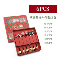 Stainless Steel Christmas Spoon And Fork Set, Creative Gift Tableware, Cute Christmas Tree & Snowman Coffee Spoons (6 Pcs)