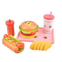 Burger Strawberry Milkshake Burger Hot Dog Wooden Playset