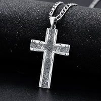 925 Sterling Silver Cross Pendant with Stainless Steel Figaro Chain Oxidized Cross Necklace