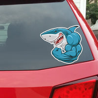 Autocollant de dessin animé 3D requin de musculation, autocollants créatifs pour pare-chocs, 15x14cm