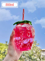 Cute Strawberry Tumbler with Straw