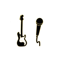 Rock Guitar Microphone Metal Brooch