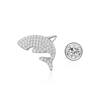 Boucles d'oreilles grand requin blanc en argent S925, plein de diamants