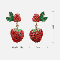 Strawberry Shaped Red Crystal Gem Earrings