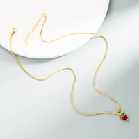 Strawberry Pineapple Pure Copper Stud Earrings Necklace Set