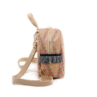 Mini sac à dos tissé de loisirs de voyage en paille