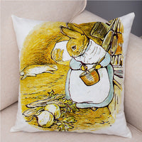 Storybook Cartoon Rabbit Peach Skin Fabric Pillow Cover