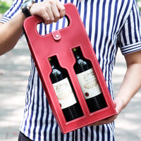 Double Hollow Leather Wine Gift Bag
