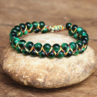 Bracelet Ajustable Oeil de Tigre tissé à la main