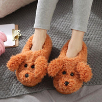 Short Fur Plush Dog Slippers