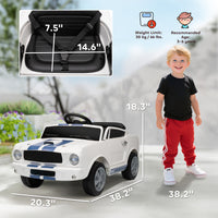 Ride On Car With Remote Control, Adjustable Speed, MP3, Smooth Start, LED Lights, White