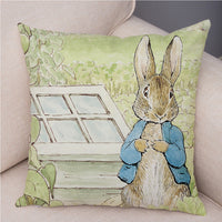 Storybook Cartoon Rabbit Peach Skin Fabric Pillow Cover