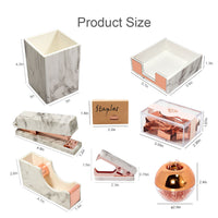 Office Set Marble Pattern Pen Holder Stapler Tape Base Memo Pad Gift Set