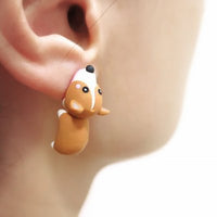 Cute Cartoon Animal Bite Earrings Dinosaur Little Dog Whale Hippo