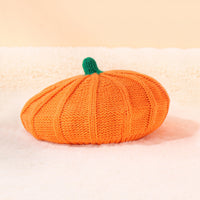Chapeau tricoté pour parents et enfants, citrouille d'halloween, béret Orange chaud et mignon