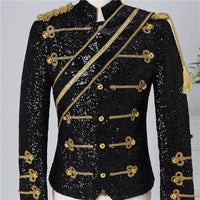 New Men's Banquet Guest Band Rock Singer Costume Stand Collar Sequined Costume