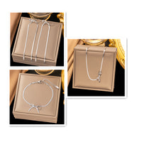 Bowknot Snake Chain Choker Necklace, Long Earrings, & Bracelet