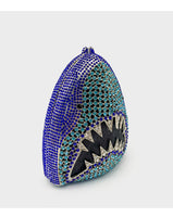 Pochette de fête drôle en métal avec tête de requin et strass
