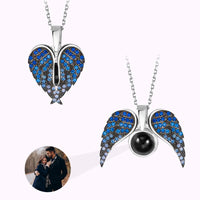 100 Languages Love or Personalized Projection Photo Angel Wings Necklace