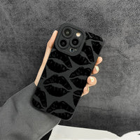 Monochrome Black Lips iPhone Case