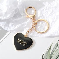 MR and MRS Black and White  Heart Shape Keychains