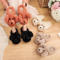 Short Fur Plush Dog Slippers