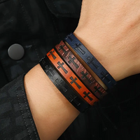 Vintage Retro Style PU Leather Cross Embossed Bracelet
