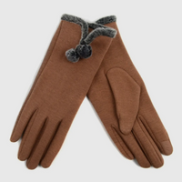 Stylish Touch Screen Gloves With Fur Trim & Fleece
