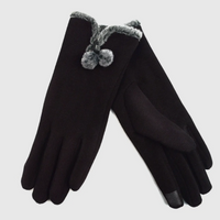 Stylish Touch Screen Gloves With Fur Trim & Fleece