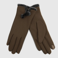 Stylish Touch Screen Gloves With Fur Trim & Fleece