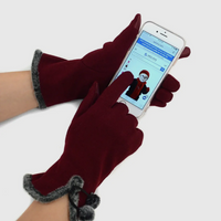 Stylish Touch Screen Gloves With Fur Trim & Fleece