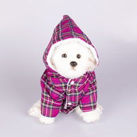 Veste pour chien sweat-shirt à capuche à carreaux