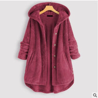 Abrigo tipo sudadera con capucha y textura de felpa de doble cara