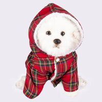 Veste pour chien sweat-shirt à capuche à carreaux