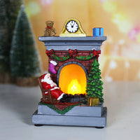 Decoraciones navideñas de resina, chimenea luminosa, lámpara de noche pequeña, decoración