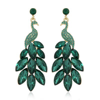 Boucles d'oreilles paon en cristal de diamants rétro à la mode