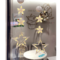 Christmas 3pcs LED Light Star Xmas Tree Hanging Window Ornaments