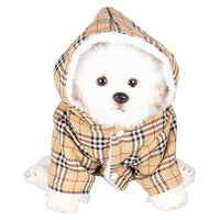 Veste pour chien sweat-shirt à capuche à carreaux