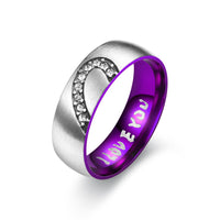 Heart Shape With Rhinestone Stainless Steel I LOVE YOU Couple Ring