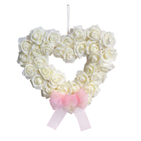 Valentine's Day White Rose Heart Wreath