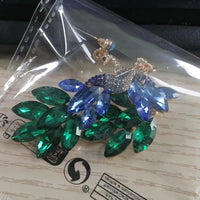 Boucles d'oreilles paon en cristal de diamants rétro à la mode