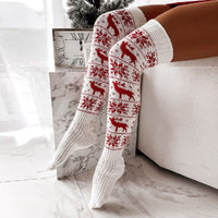 Chaussettes chaudes tricotées au-dessus du genou pour Noël d'hiver