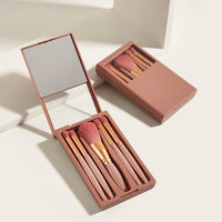 5 PCs Makeup Brushes With Mirror Travel Set
